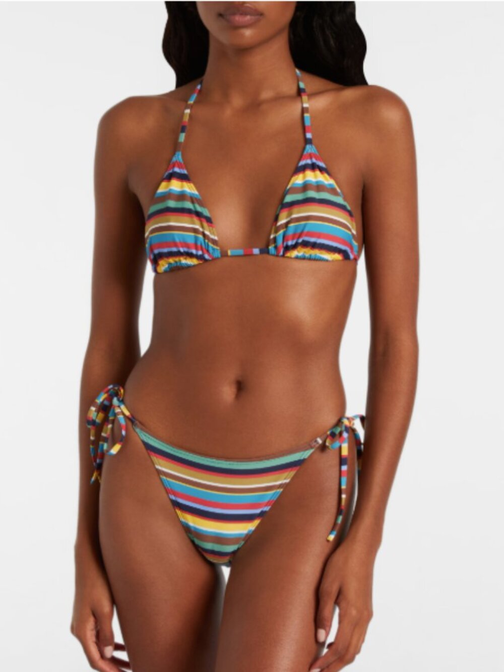 STAUD Sisley Striped Low-Rise Bikini Bottom Size Large